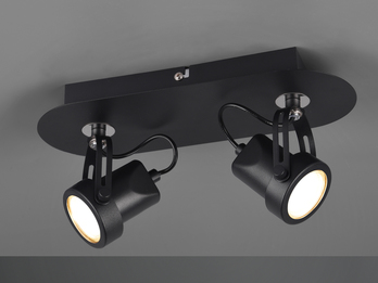 Retro Deckenstrahler GOA 2 flammig Schwarz Spots schwenkbar