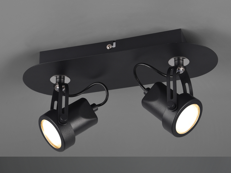 Retro Deckenstrahler GOA 2 flammig Schwarz Spots schwenkbar