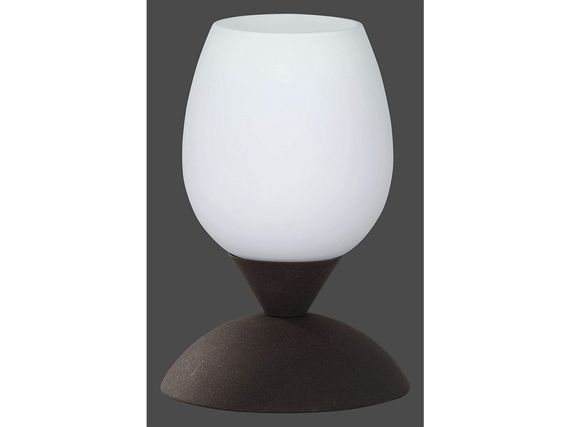 LED Tischleuchte, Rost Optik Glasschirm Weiß Touch dimmbar, Höhe 18cm