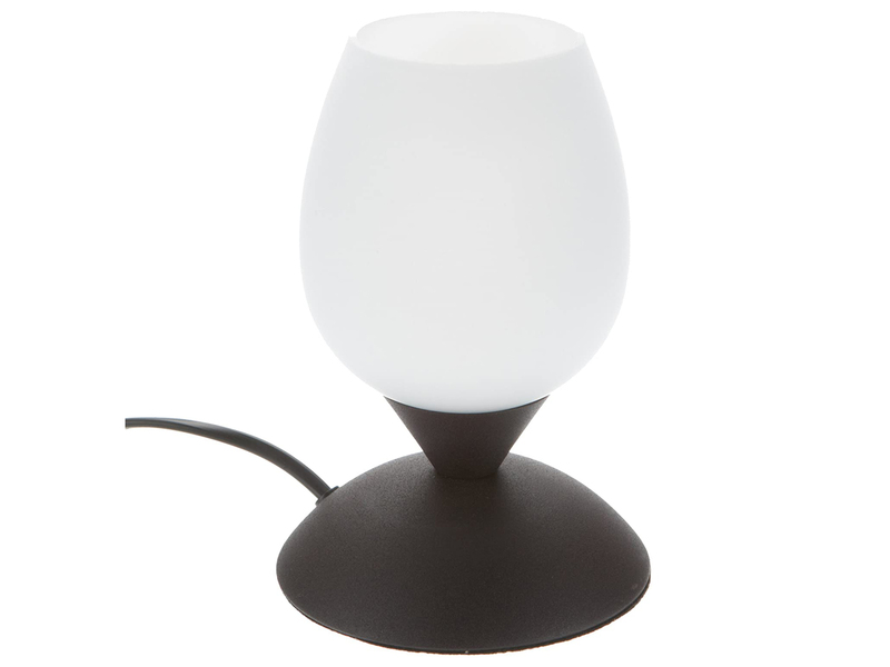 LED Tischleuchte, Rost Optik Glasschirm Weiß Touch dimmbar, Höhe 18cm