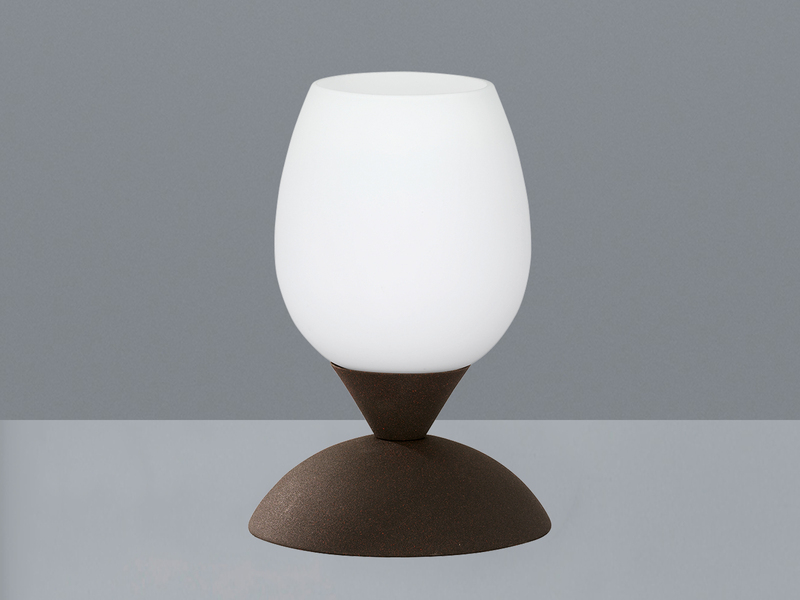 LED Tischleuchte, Rost Optik Glasschirm Weiß Touch dimmbar, Höhe 18cm