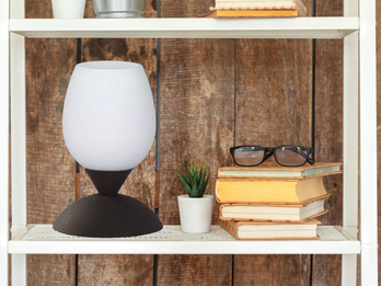 LED Tischleuchte, Rost Optik Glasschirm Weiß Touch dimmbar, Höhe 18cm