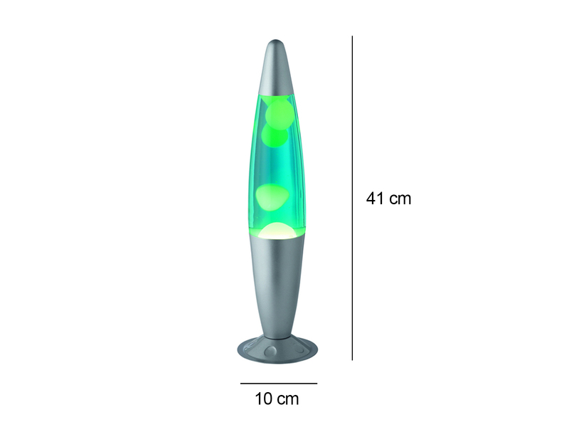 Raketen Lavalampe 90er Jahre in Gelb, Blau & Metall Silber, Höhe 41cm