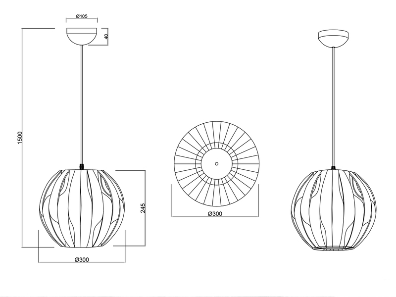 LED Hängeleuchte Kugel 1 flammig Kunststoff weiß/transparent, Ø 30cm