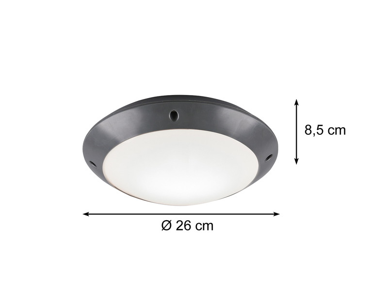 LED Außendeckenleuchte Wandlampe rund in Anthrazit - 26 cm
