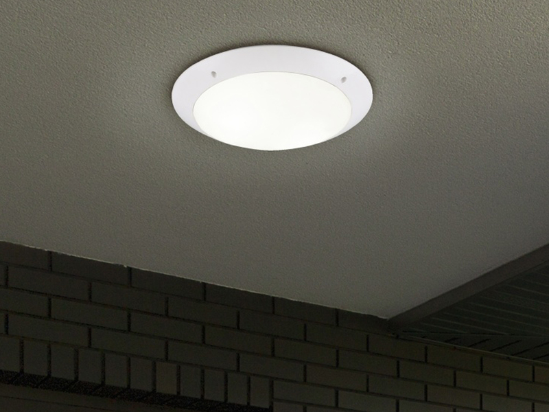 LED Außendeckenleuchte Wandlampe rund in Weiß matt - 33 cm