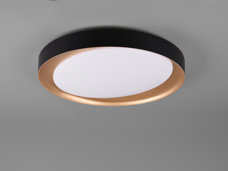 LED Deckenleuchte ZETA Schwarz Gold mit Fernbedienung dimmbar & Tageslicht Ø48cm