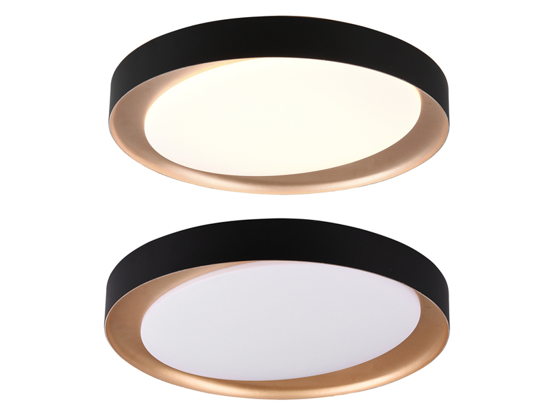 LED Deckenleuchte ZETA Schwarz Gold mit Fernbedienung dimmbar & Tageslicht Ø48cm