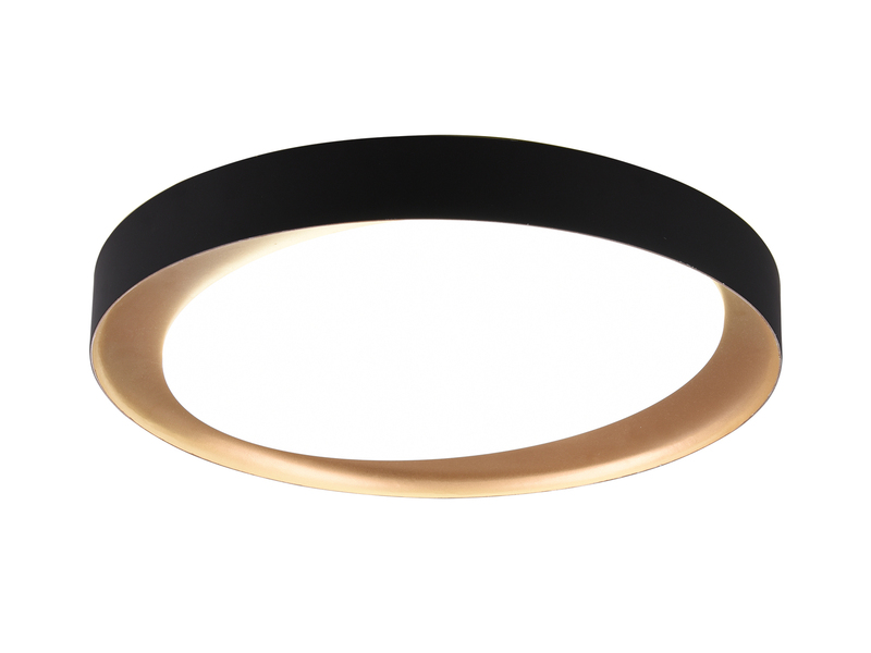 LED Deckenleuchte ZETA Schwarz Gold mit Fernbedienung dimmbar & Tageslicht Ø48cm