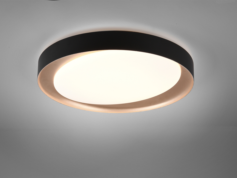 LED Deckenleuchte ZETA Schwarz Gold mit Fernbedienung dimmbar & Tageslicht Ø48cm