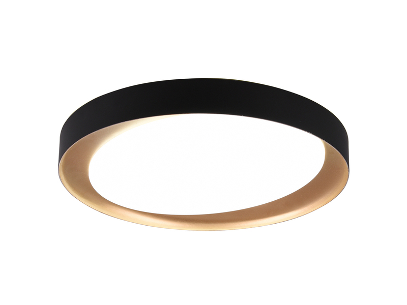 LED Deckenleuchte ZETA Schwarz Gold mit Fernbedienung dimmbar & Tageslicht Ø48cm