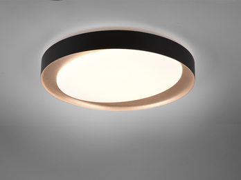 LED Deckenleuchte ZETA Schwarz Gold mit Fernbedienung dimmbar & Tageslicht Ø48cm