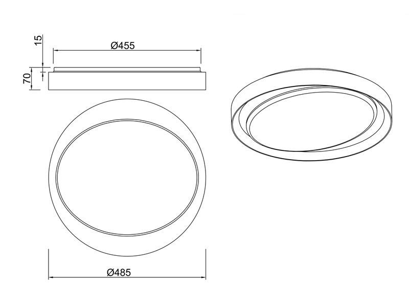 LED Deckenleuchte ZETA mit Fernbedienung dimmbar, 2700 - 6500 Kelvin, Grau Ø48cm