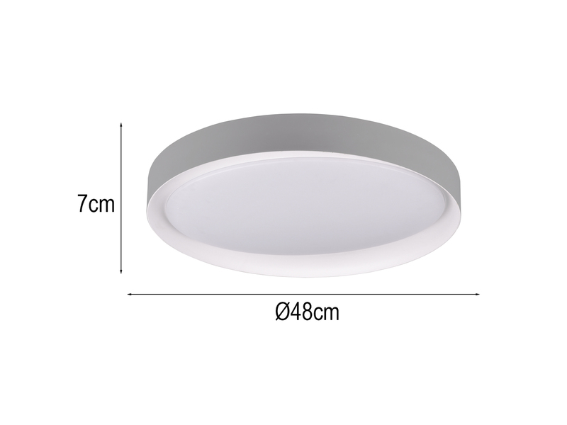 LED Deckenleuchte ZETA Grau mit Fernbedienung dimmbar & Tageslicht Ø 48cm