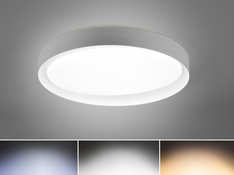 LED Deckenleuchte ZETA Grau mit Fernbedienung dimmbar & Tageslicht Ø 48cm