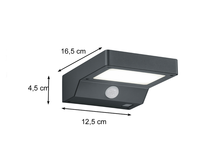 LED Solar Wandleuchte Außenleuchte FOMOSA mit Bewegungsmelder Anthrazit