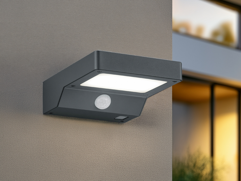LED Solar Wandleuchte Außenleuchte FOMOSA mit Bewegungsmelder Anthrazit