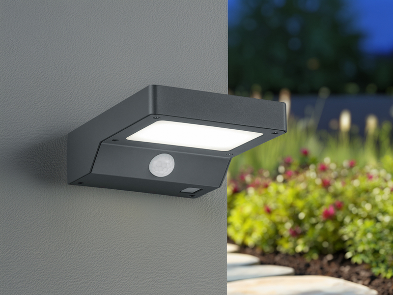 LED Solar Wandleuchte Außenleuchte FOMOSA mit Bewegungsmelder Anthrazit