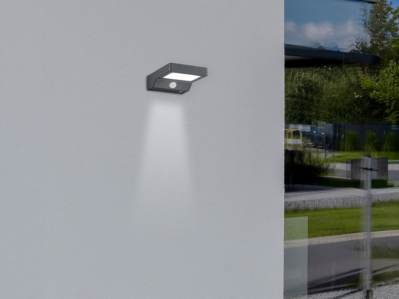 LED Solar Wandleuchte Außenleuchte 2er Set mit Bewegungsmelder Anthrazit