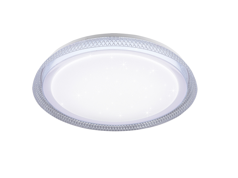Dimmbare LED Deckenlampe HERACLES Fernbedienung Ø50cm H. 6cm Weiß Kristall-Optik
