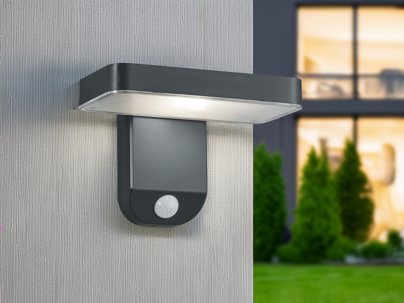 LED Solar Wandleuchte Außenleuchte ESQUEL mit Bewegungsmelder in Anthrazit