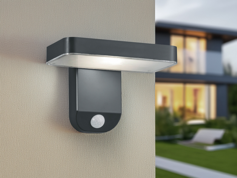 LED Solar Wandleuchte Außenleuchte ESQUEL mit Bewegungsmelder in Anthrazit
