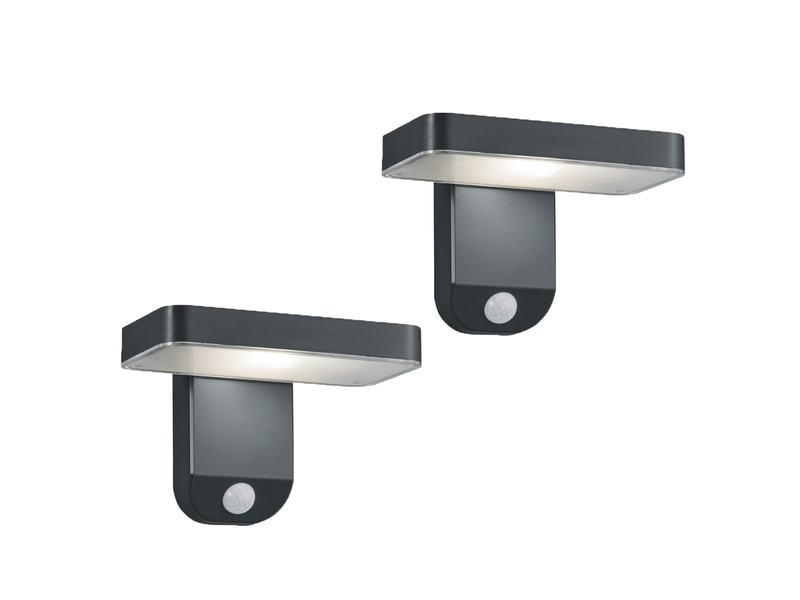 LED Solar Wandleuchte 2er Set Außenleuchten  mit Bewegungsmelder in Anthrazit