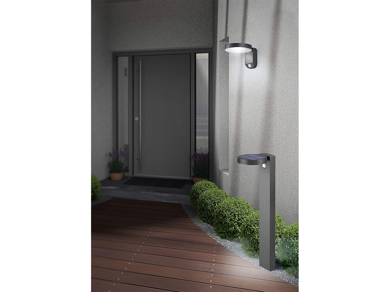 LED Solar Wegeleuchte Außenleuchte POSADAS in Anthrazit, Bewegungsmelder, 60cm