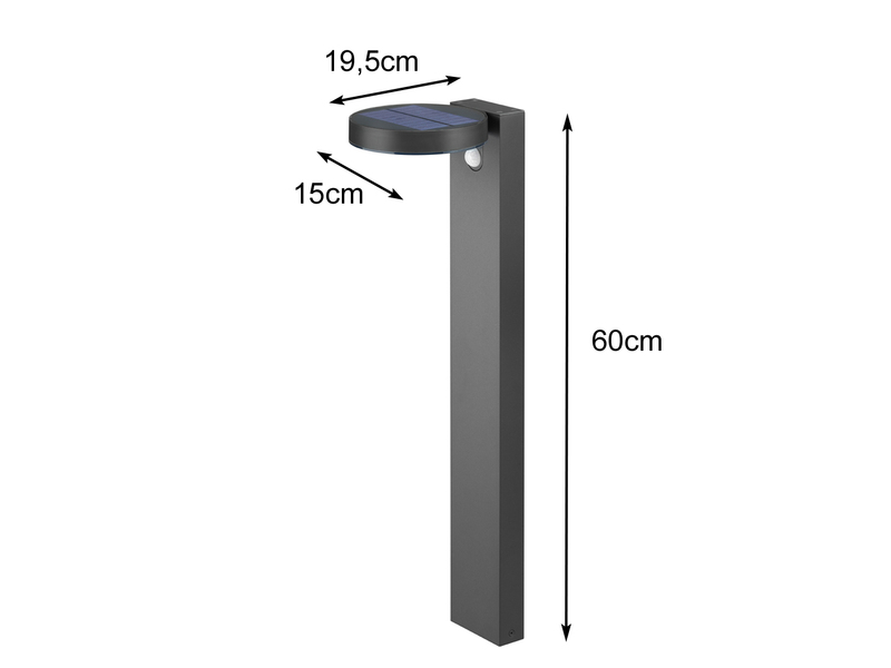 LED Solar Wegeleuchte Außenleuchte POSADAS in Anthrazit, Bewegungsmelder, 60cm