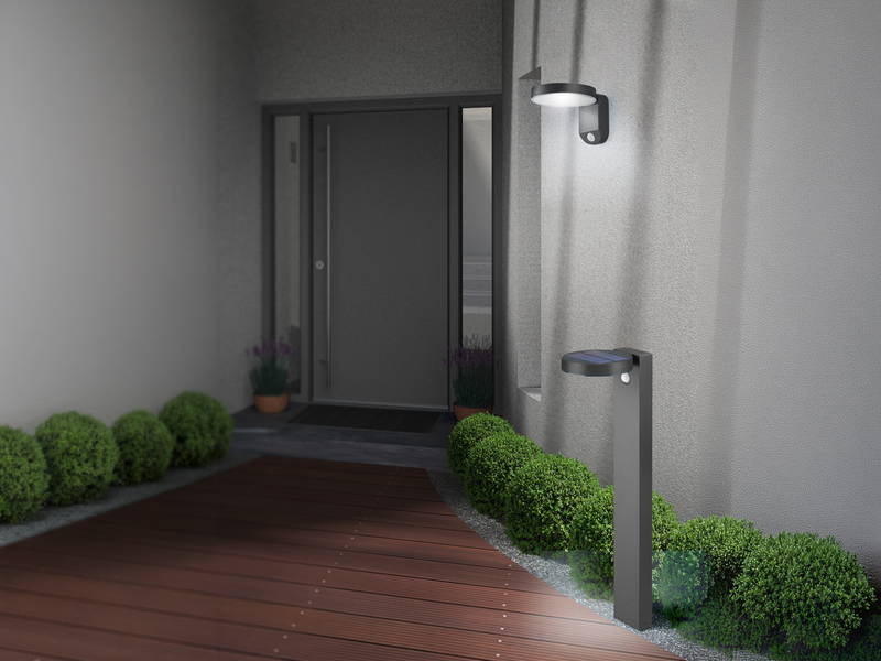 LED Solar Wegeleuchte Außenleuchte POSADAS in Anthrazit, Bewegungsmelder, 60cm