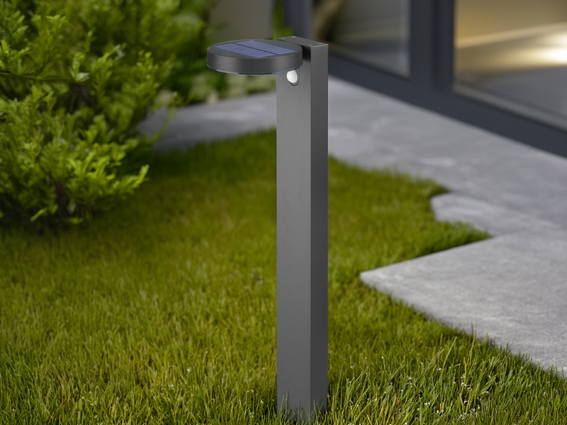 LED Solar Wegeleuchte Außenleuchte POSADAS in Anthrazit, Bewegungsmelder, 60cm