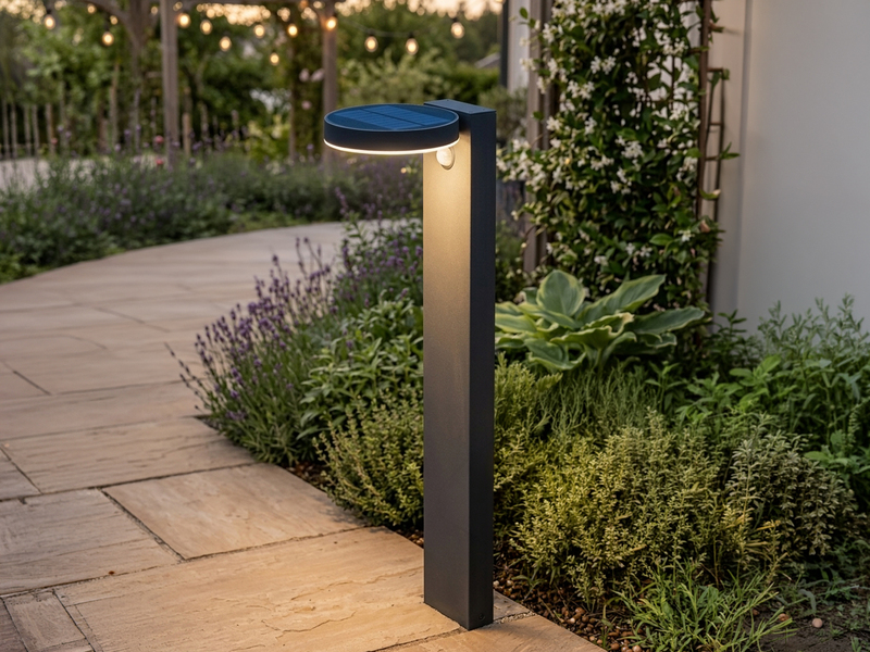 LED Solar Wegeleuchte Außenleuchte POSADAS in Anthrazit, Bewegungsmelder, 60cm