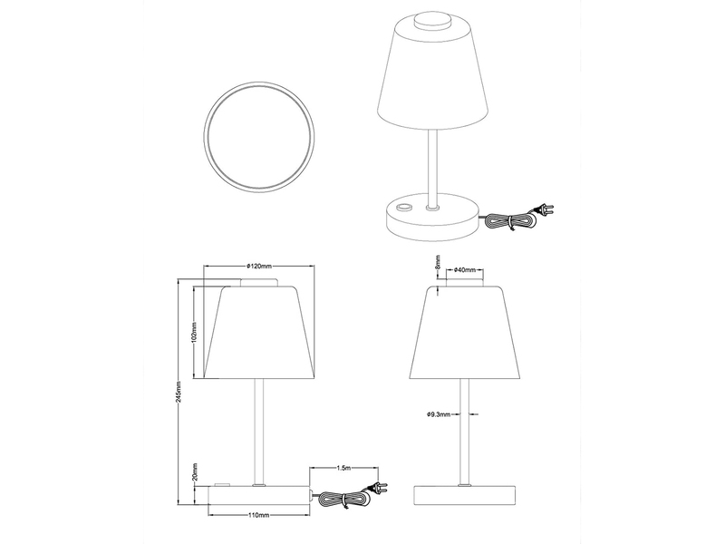 LED Tischleuchten 2er SET 4-fach Dimmer Silber Alabaster Glas, 24cm hoch