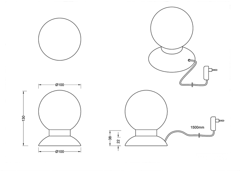 LED Tischleuchten 2er SET Chrom Glasschirm Weiß dimmbar Touch Sensor, Ø10cm