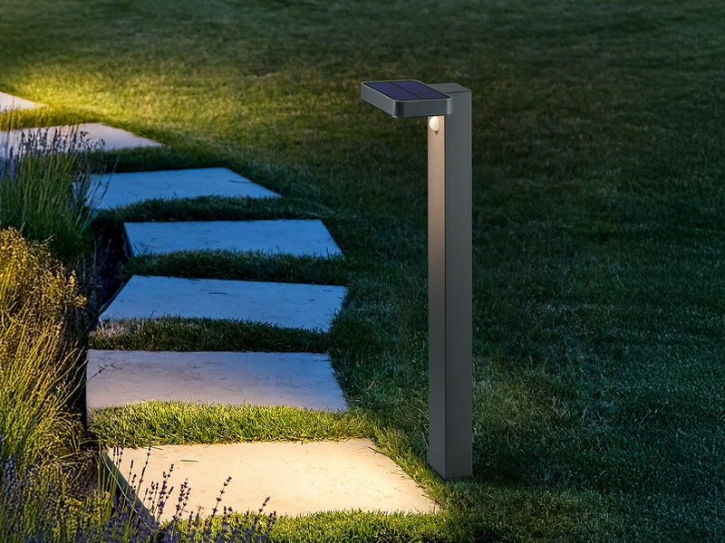 LED Solar Wegeleuchten 2er Set Außenleuchte mit Bewegungsmelder in Anthrazit