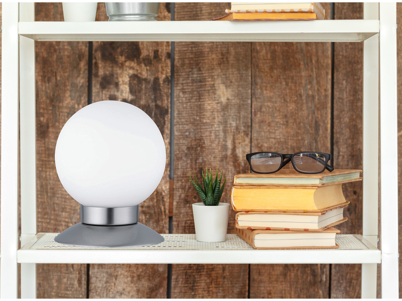 2er SET LED Tischlampen Silber Glasschirm Weiß, Touchdimmer, Höhe 13cm