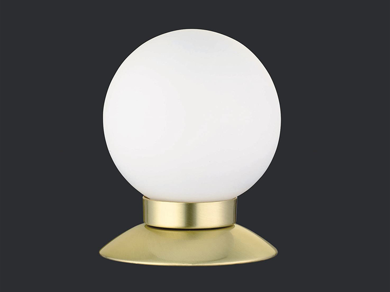 2er SET LED Tischlampen Messing Glasschirm Weiß, Touchdimmer, Höhe 13cm