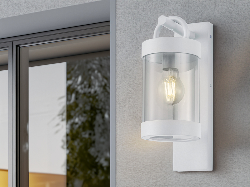 LED Außenwandleuchte Laterne im Landhausstil, Weiß, Höhe 33cm