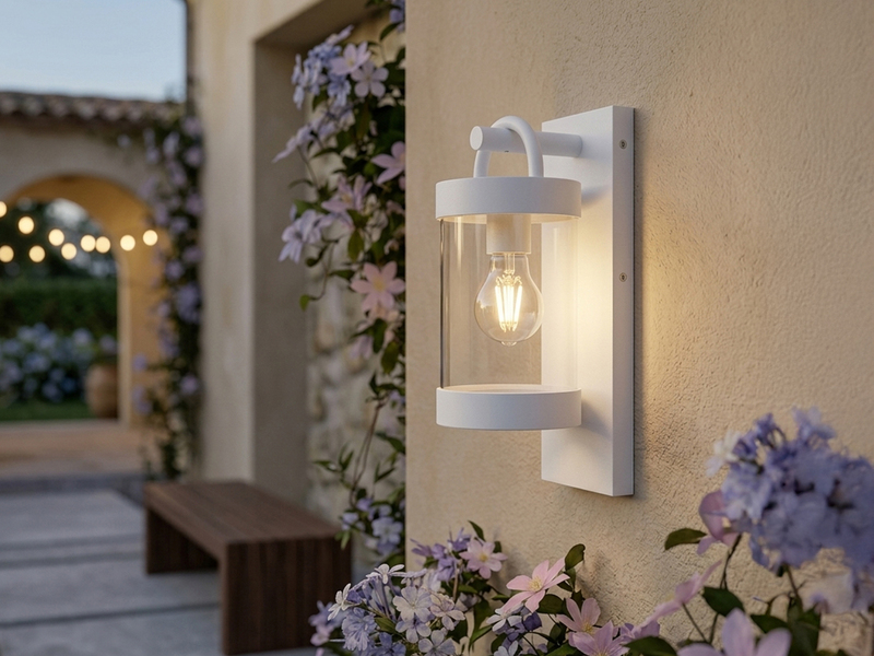 LED Außenwandleuchte Laterne im Landhausstil, Weiß, Höhe 33cm