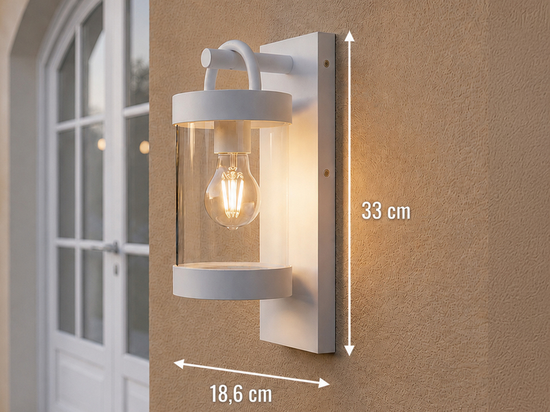 LED Außenwandleuchte Laterne im Landhausstil, Weiß, Höhe 33cm