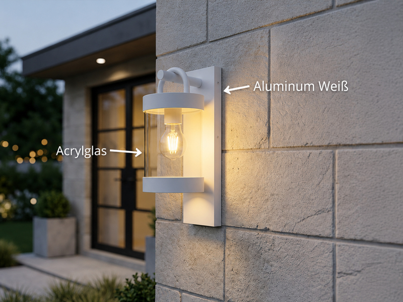 LED Außenwandleuchte Laterne im Landhausstil, Weiß, Höhe 33cm