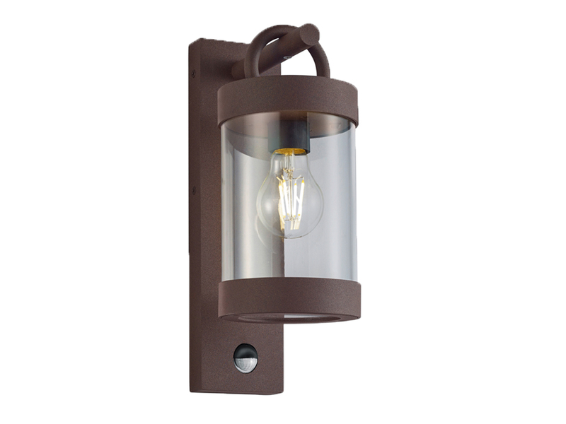 LED Außenwandleuchte mit Bewegungsmelder, Laterne Rostoptik, Höhe 33cm