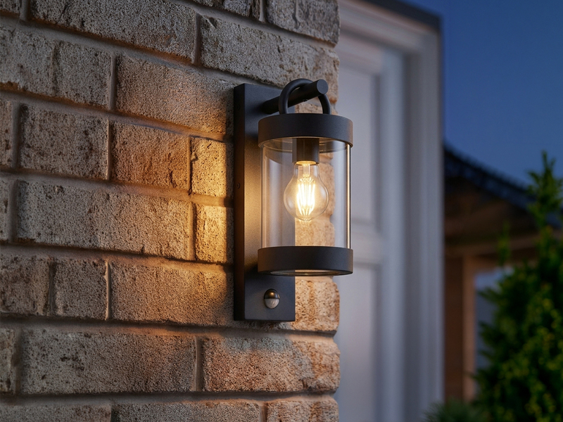 LED Außenwandleuchte mit Bewegungsmelder, Laterne Anthrazit, Höhe 33cm