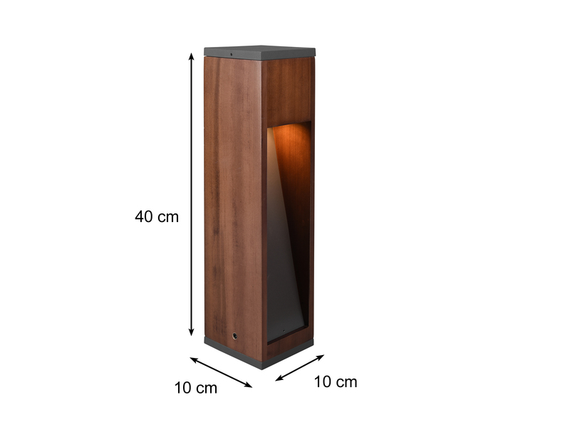 Sockelleuchte CANNING aus Naturholz mit Aluminium in Anthrazit