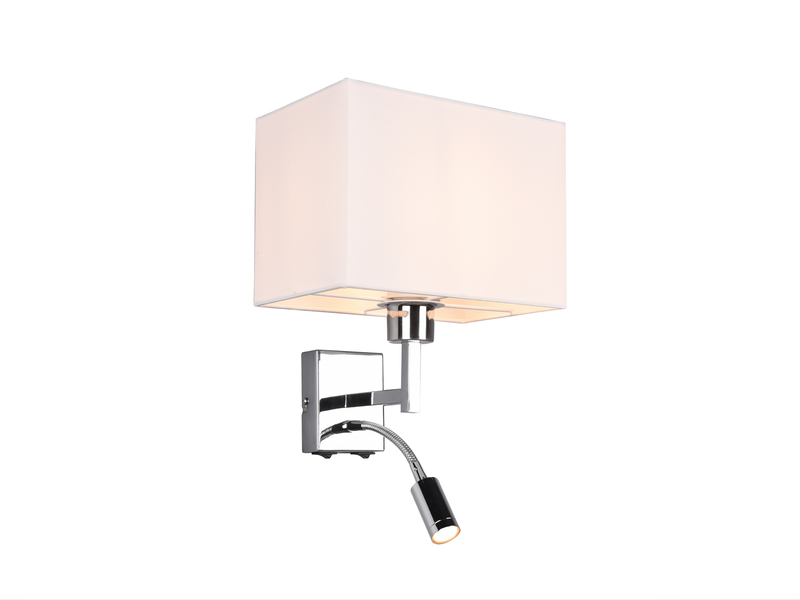 Wandleuchte CAIMA mit Schalter, LED Leselampe & Stoffschirm Weiß, Höhe 31cm