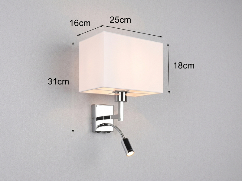 Wandleuchte CAIMA mit LED Leselampe & Stoffschirm Creme Weiß, Höhe 31cm