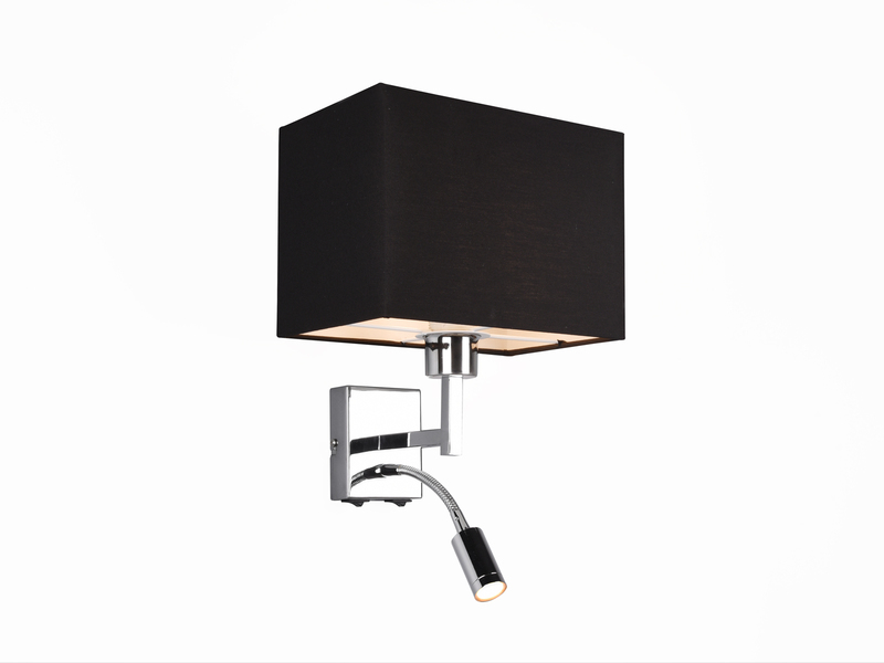 Wandleuchte CAIMA mit Schalter, LED Leselampe & Stoffschirm Schwarz, Höhe 31cm