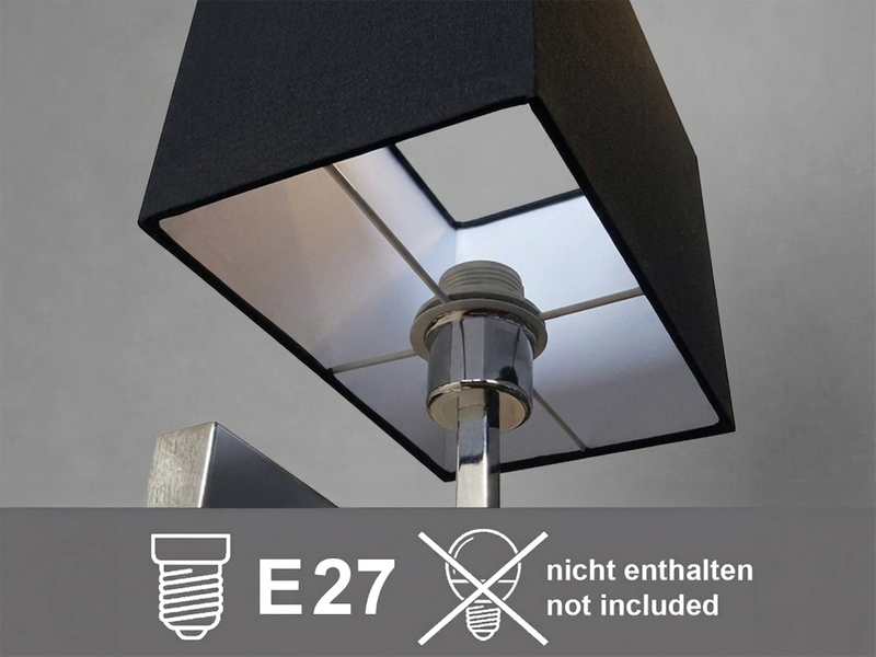 Wandleuchte CAIMA mit Schalter, LED Leselampe & Stoffschirm Schwarz, Höhe 31cm