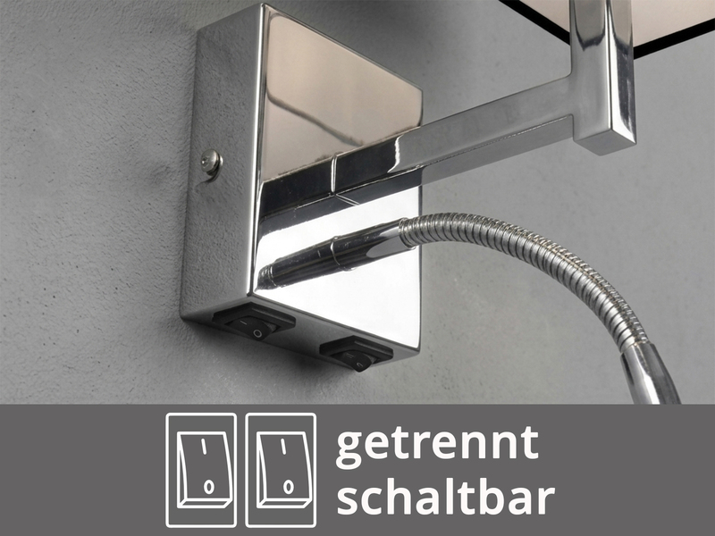 Wandleuchte CAIMA mit Schalter, LED Leselampe & Stoffschirm Schwarz, Höhe 31cm