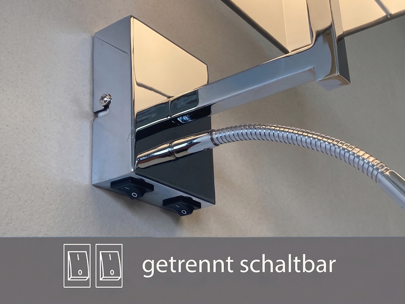 Wandleuchte CAIMA mit LED Leselampe & Stoffschirm Grau, Höhe 31cm